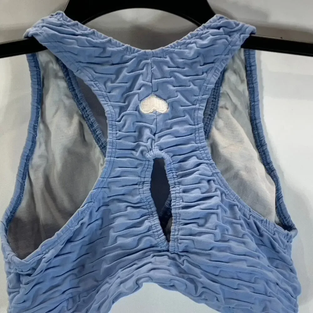 BOOTY BY BRABANT Women's Periwinkle Chrome Sculpt Textured V Top SZ OS - Picture 4 of 11